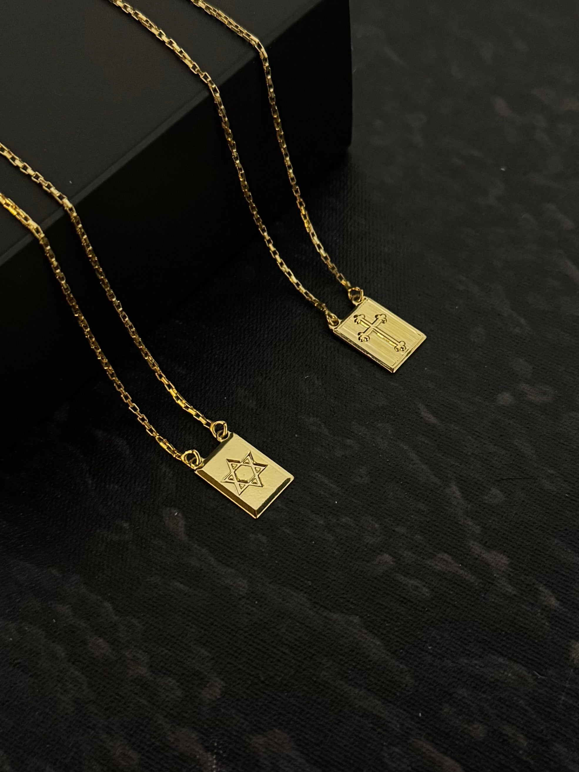 Escapulário Tijolinho (1mm)(Cruz + Estrela de Davi)